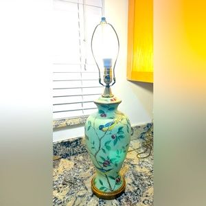Bradburn Celadon Green Table Lamp With Birds and Foliage